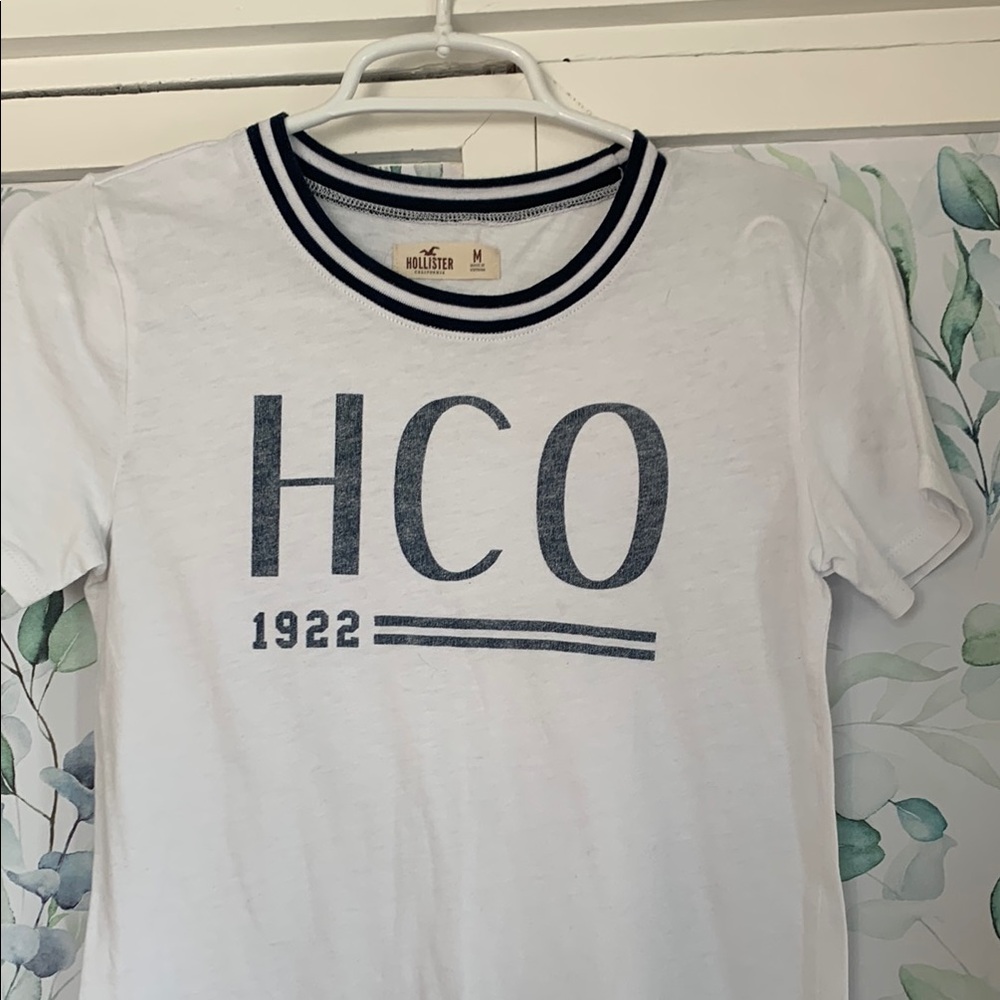 Hollister White Tee with Blue HCO Logo